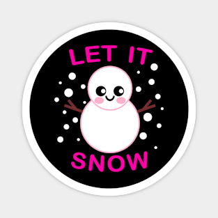 Let it snow. Cute Kawaii Smiling Snowman with snowflakes Magnet